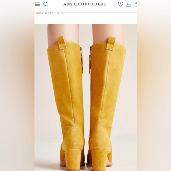 Anthropologie Bill Blass Becket Suede Leather Knee High Boots Sz 6 Hippie Office - Picture 7 of 16